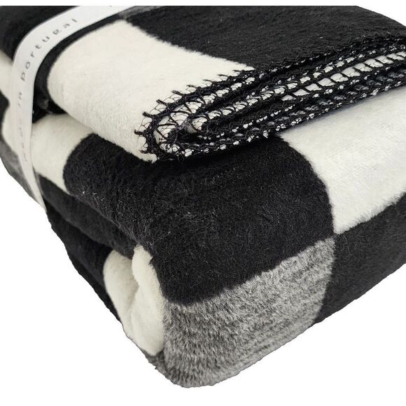 Docofil King Size Soft Blanket Cotton Blend Black White Made In Portugal‎ - Picture 8 of 14